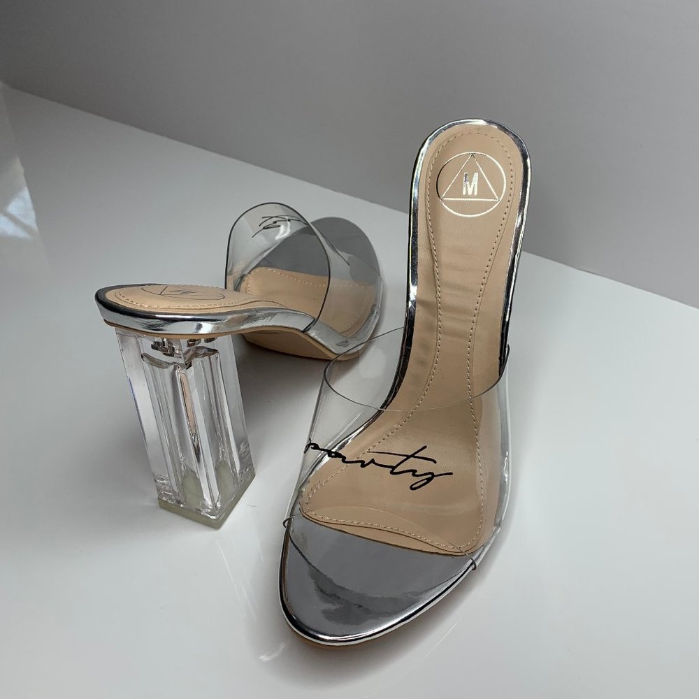 Missguided clear and metallic 'party' heels